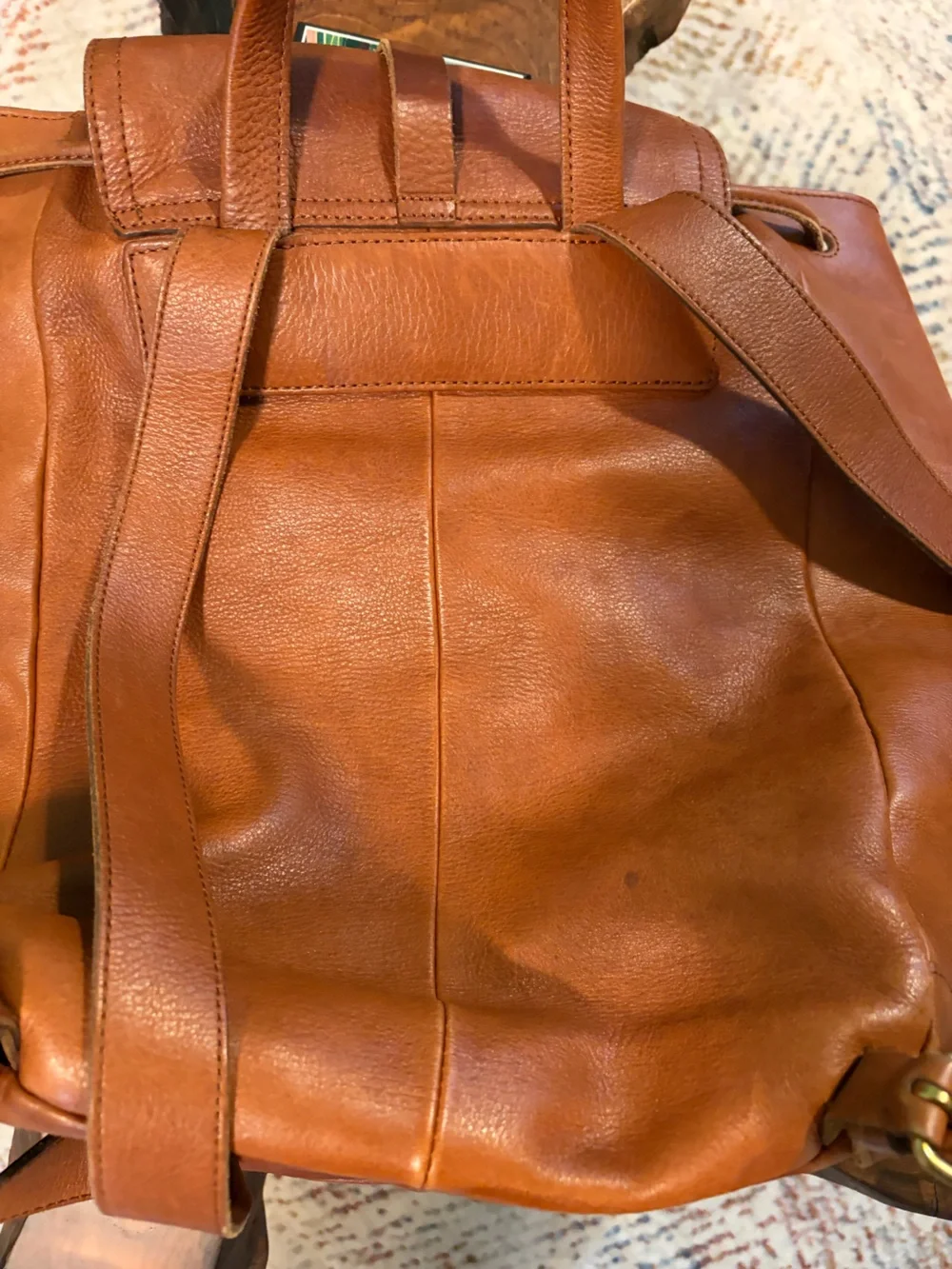 Madewell Leather Drawstring Backpack - Tan Leather Shoulder Bag